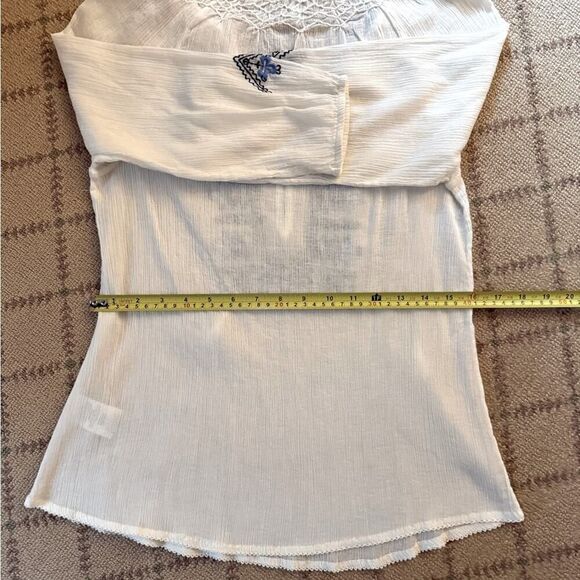 Joie white guazy tunic cover up with blue embroidery detail NWOT XS - Picture 8 of 13
